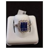 Sterling Silver Ring with Blue and Clear Stones