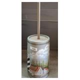 Painted Wood Butter Churn with Scenic Motif