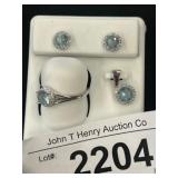 Sterling Silver Jewelry Set with Aquamarine Stones