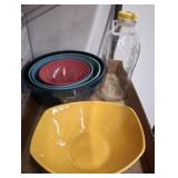 PLASTIC NESTING MIXING BOWLS, DAIRY BOTTLE, MISC