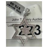 925 Silver Star of David Pendant with Stones