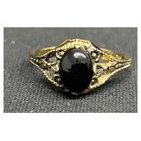 14K GE Ring with Black Sapphire Stone