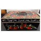 Metal Box With Hand-Painted Apple Motif