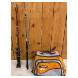 Fishing Rods with Plano Tackle Bag Lot
