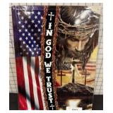 Religious Wall Art with Crosses and U.S. Flag