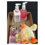 Plush Toy, Soap Dispensers, and Book