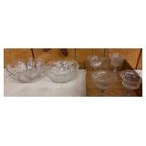 Crystal Bowls and Etched Glass Coupes Set