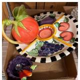 Fitz and Floyd Ceramic Tomato-Themed Serving Set