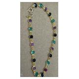 14K Gold Bracelet with Ruby, Sapphire, Emerald