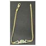 10K Gold ï¿½Momï¿½ Bracelet with Green and White Accen