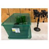 Black Candelabra and Mixed Glass Vases Lot