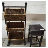 Metal Display Rack with Woven Baskets
