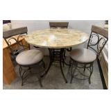 Metal Frame Dining Set with Stone-Style Top