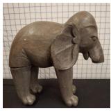 Carved Wood Elephant Figure with Articulated Limbs