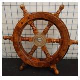 Wooden Shipï¿½s Wheel with Brass Center