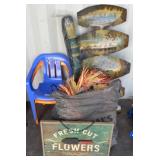 Lot Including Plastic Chair, Decorative Wreath, Me
