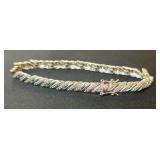 Silver-Tone Bracelet with Diamond-Like Detailing