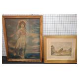 Two Framed Artworks, Portrait and Landscape