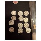 Roll of Silver Mercury Dimes, 12 Coins Total
