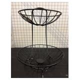 Two-Tier Black Wire Basket Stand