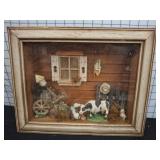 Framed 3D Diorama of Farm Scene