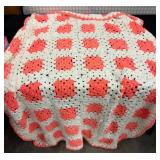 Crochet Blanket With Pink and White Square Pattern