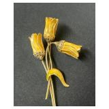 Alice Caviness Yellow Enamel Flower Brooch