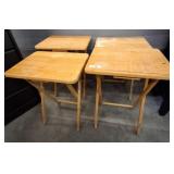 Four Wood Folding Tray Tables