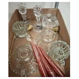 Glassware Lot Including Mikasa Lead Crystal Candle