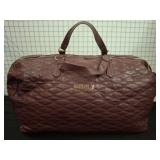 DKNY Quilted Burgundy Faux Leather Weekender Bag