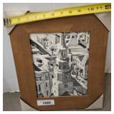 Framed Black and White Architectural Print