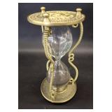 Brass and Glass Hourglass with Lion Motif