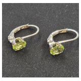 .925 Silver Earrings with Green Gemstones