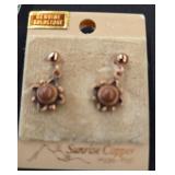 Sunrise Copper Earrings with Goldstone Accents