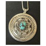 .925 Turquoise Pendant with 18-Inch Chain