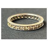 Size 9 Sterling Band Ring with Clear Stones