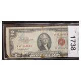 1953 RED SEAL 2 DOLLAR US NOTE