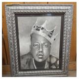 Framed Portrait Drawing With Embossed Silver Frame