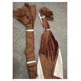 Striped Brown and Cream Fabric Curtains with Pleat