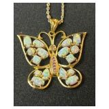 Gold-Tone Sterling Silver Butterfly Pendant