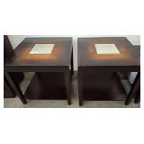 Wooden Side Tables with Mirror Insets