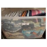 TOTE OF TOWELS AND LINENS