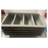 Five Gray Plastic Four-Compartment Bins