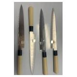Four Chef Knives Including Mercer and Japanese