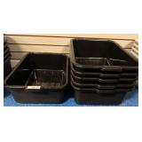 Black Plastic Bus Tubs, Lot of Seven