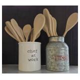 Wooden Utensils in Ceramic and Metal Holders