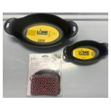 Two Lodge Cast Iron Servers and Scrubber