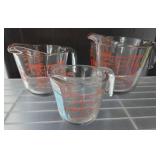 3 Anchor Hocking Glass Measuring Cups