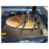 Round Pizza Stone with Metal Tongs