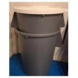 Gray Plastic Trash Can with Lid, Made in USA